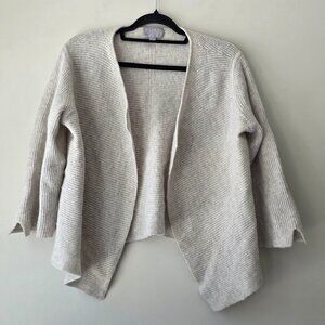 Pure Collection 100% Cashmere Cardigan | Size 8/10 | Open Front Gray Ribbed